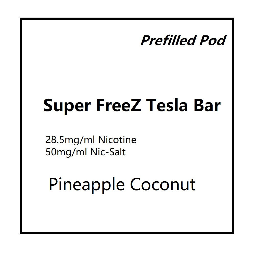 Super FreeZ Tesla Bar Pod- Pineapple Coconut  Steam Age Vape